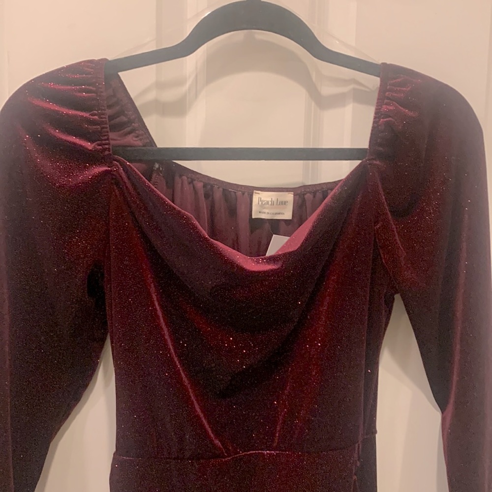 Peach Love California sparkly burgundy iridescent colored Mini dress size S